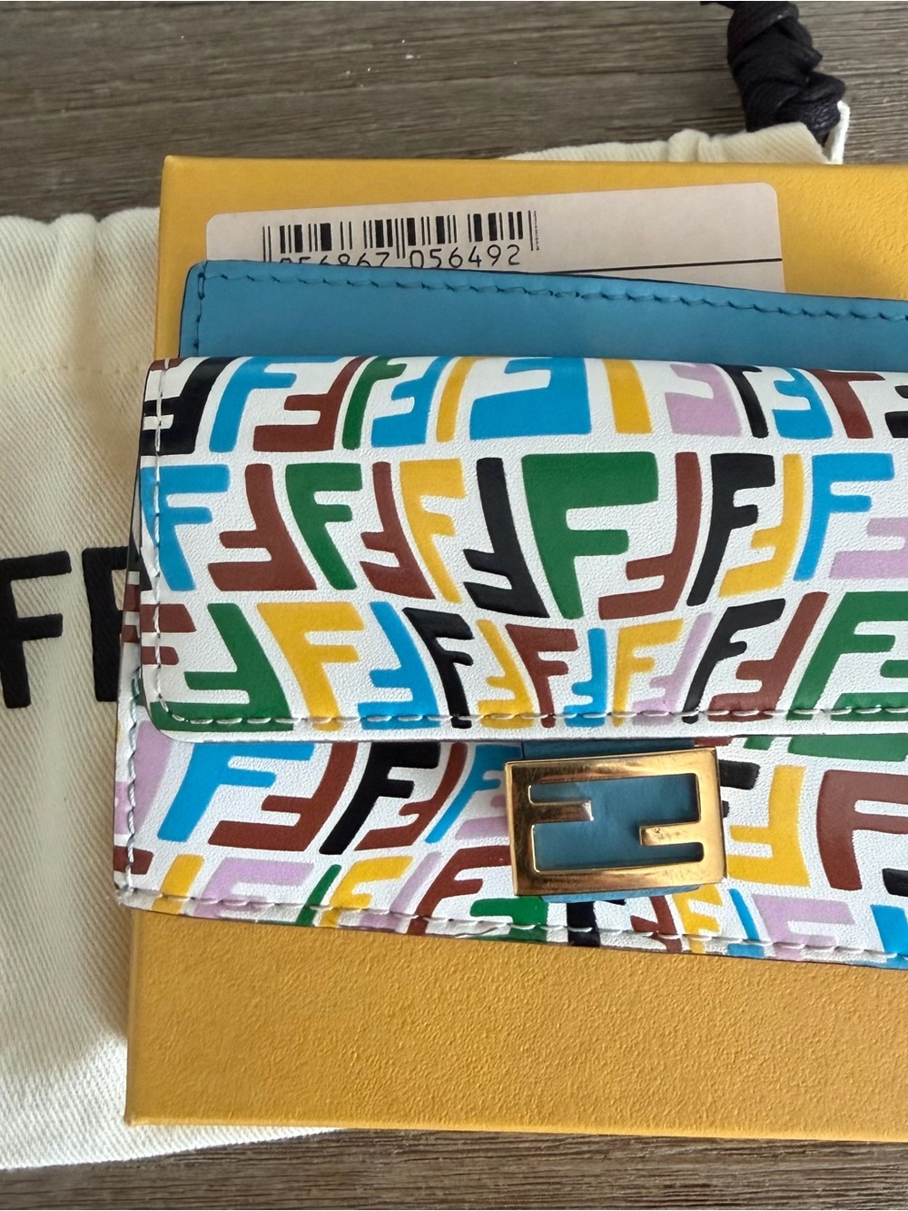 Fendi Multicolor Calf Leather FF Logo Card Case Wallet - Picture 3 of 9